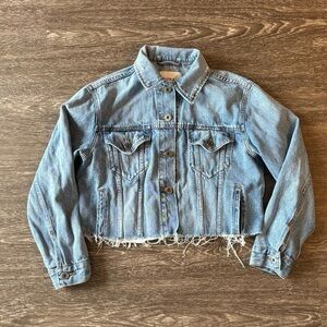 Pistola Cutoff distressed Jean denim jacket trucker . Women’s XS